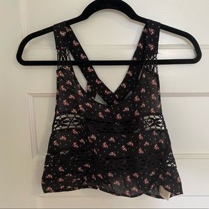 Free People Floral Crop Top Tank Small